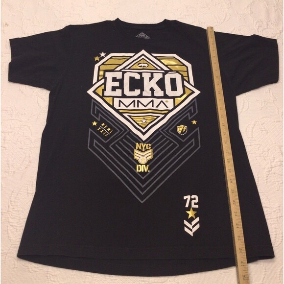 Ecko Unltd. MMA T-shirt Black Gold Men Large 00s Baggy Streetwear Y2K Military - Picture 7 of 7